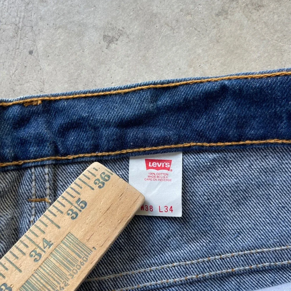 Vintage Levis 517 Orange Tab Mens 38x34 Dark Wash Bootcut Jeans Made in USA 90s